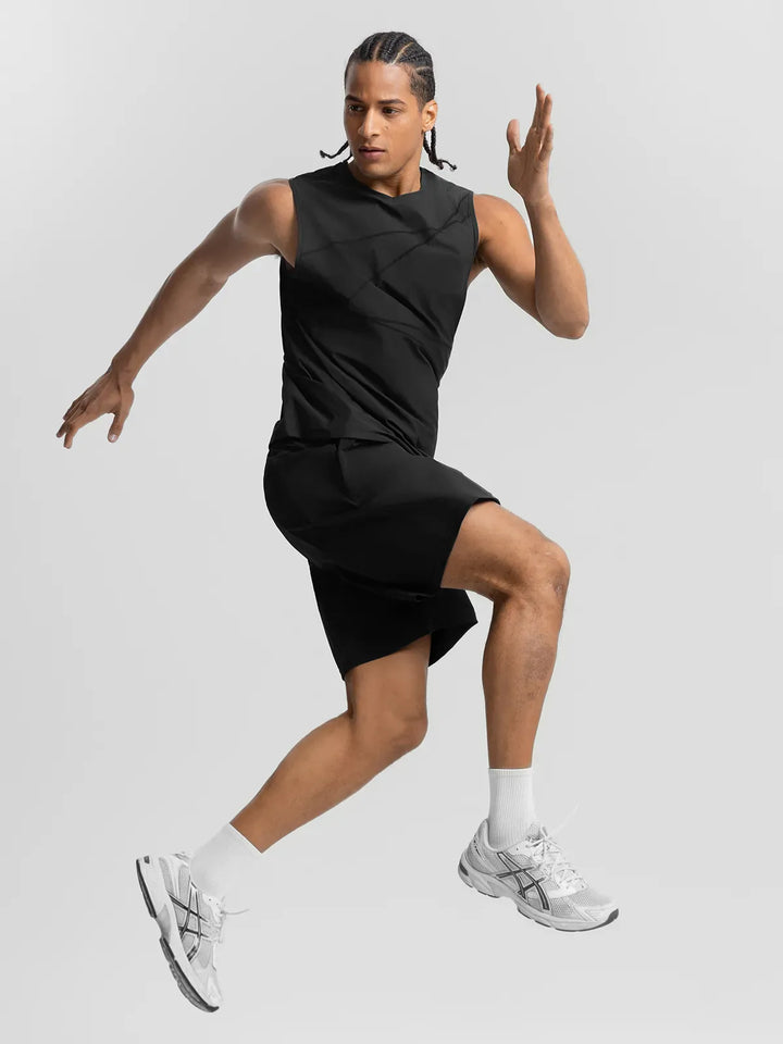 BrxlMen™ Sleeveless Diagonal Stripe Print Quick-Dry Workout Tank For Men