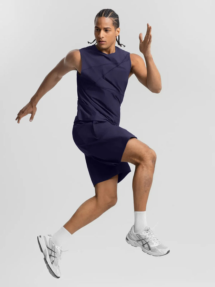 BrxlMen™ Sleeveless Diagonal Stripe Print Quick-Dry Workout Tank For Men
