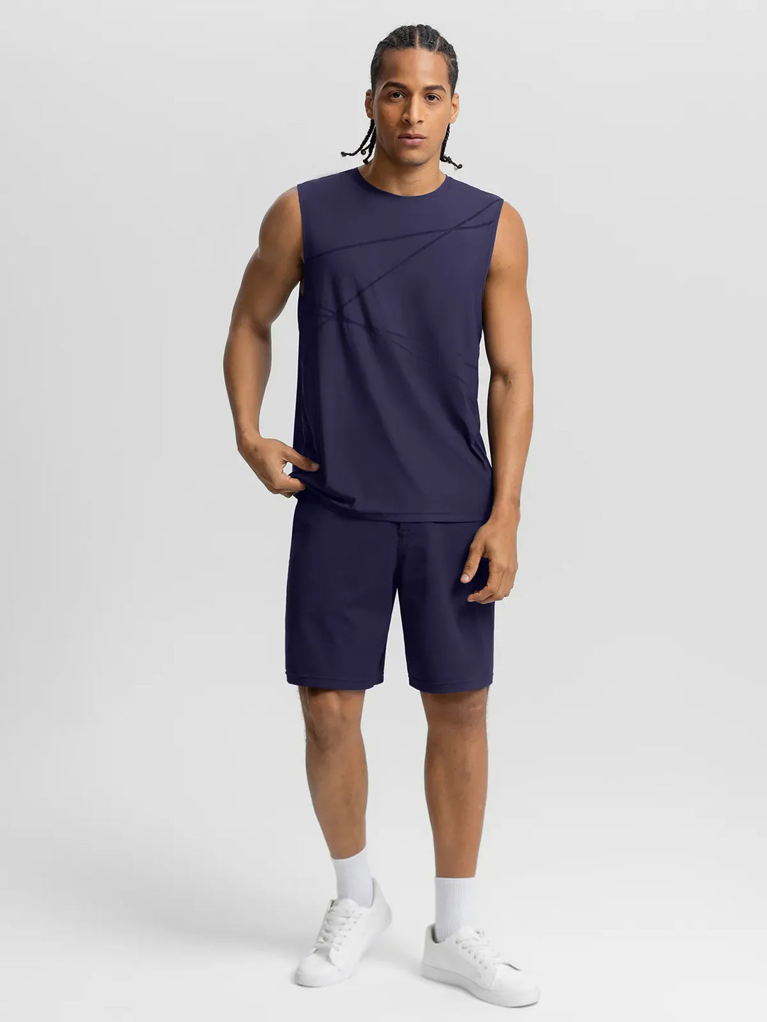 BrxlMen™ Sleeveless Diagonal Stripe Print Quick-Dry Workout Tank For Men