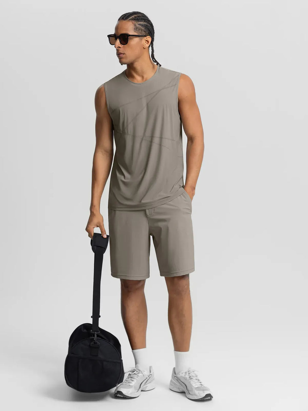 BrxlMen™ Sleeveless Diagonal Stripe Print Quick-Dry Workout Tank For Men