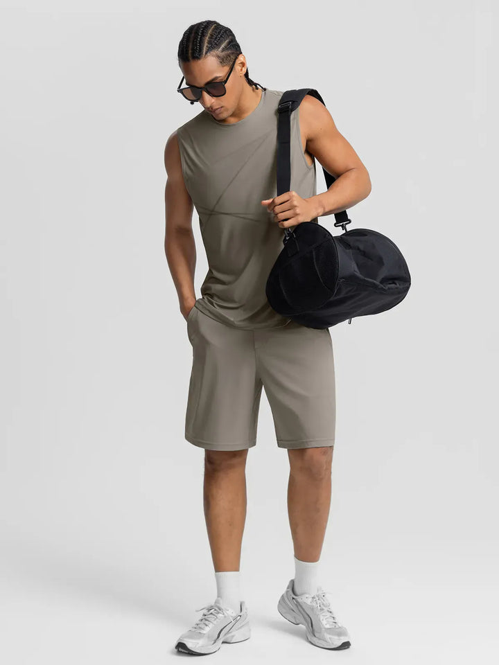 BrxlMen™ Sleeveless Diagonal Stripe Print Quick-Dry Workout Tank For Men