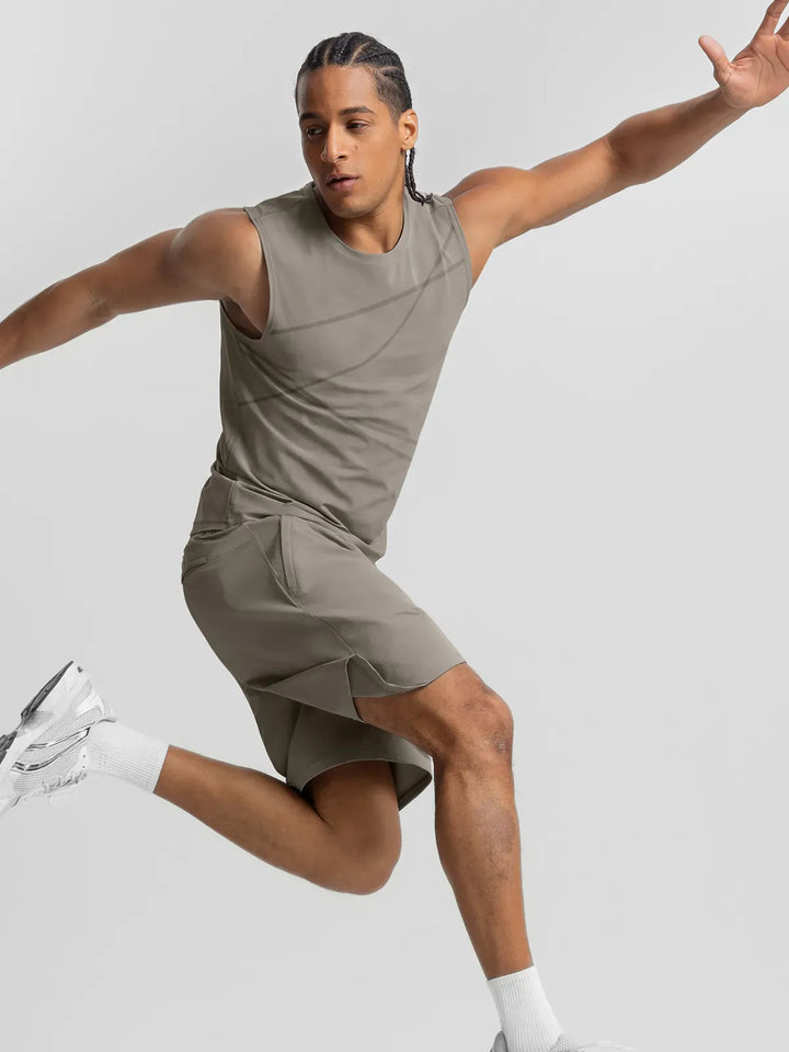 BrxlMen™ Sleeveless Diagonal Stripe Print Quick-Dry Workout Tank For Men