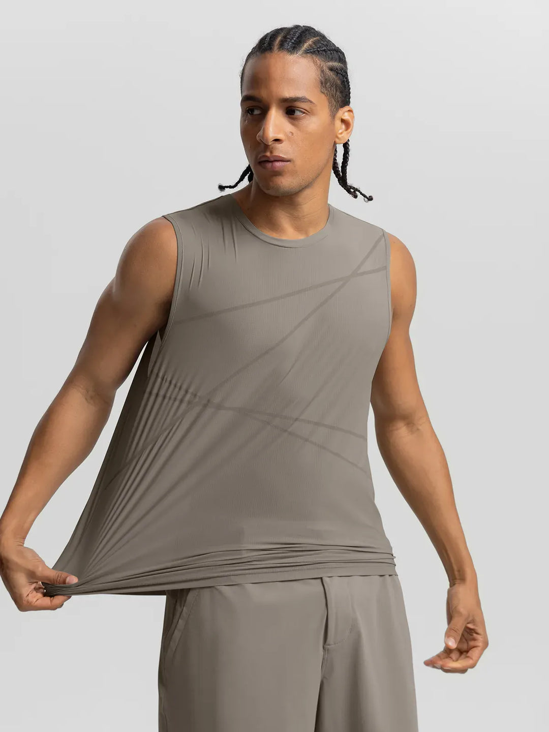 BrxlMen™ Sleeveless Diagonal Stripe Print Quick-Dry Workout Tank For Men