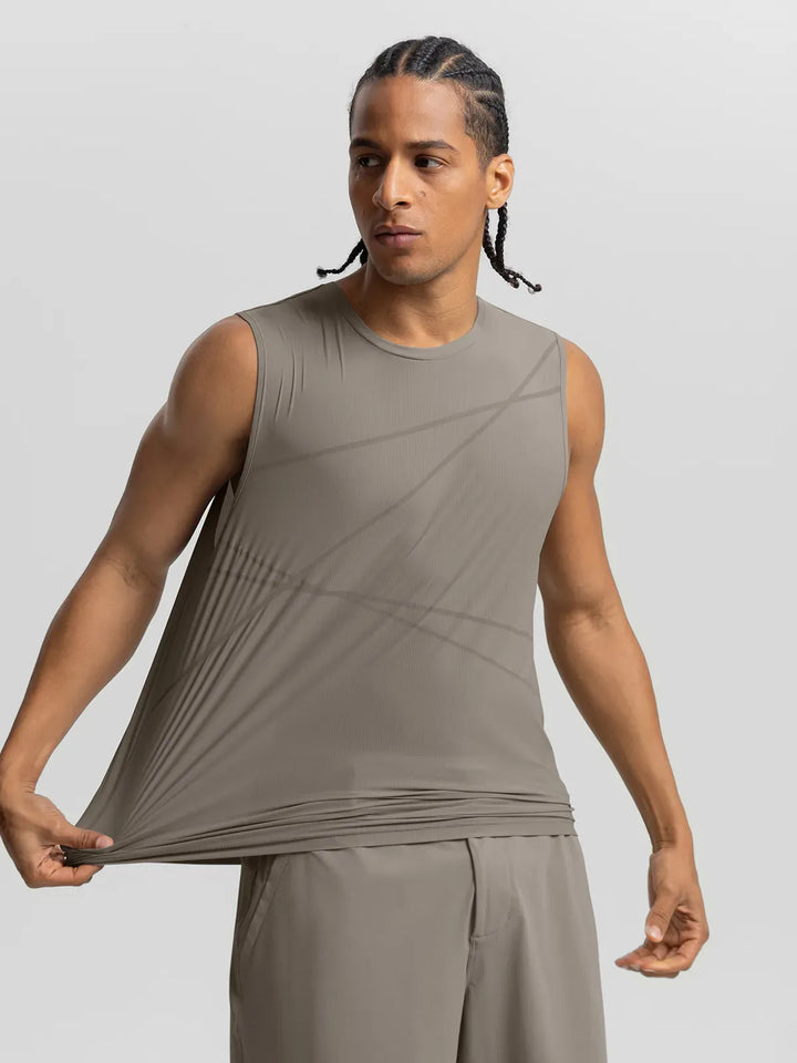 BrxlMen™ Sleeveless Diagonal Stripe Print Quick-Dry Workout Tank For Men