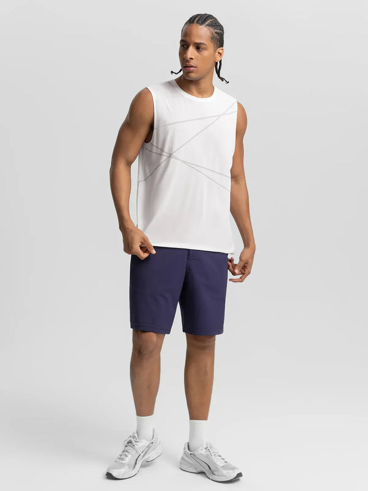BrxlMen™ Sleeveless Diagonal Stripe Print Quick-Dry Workout Tank For Men