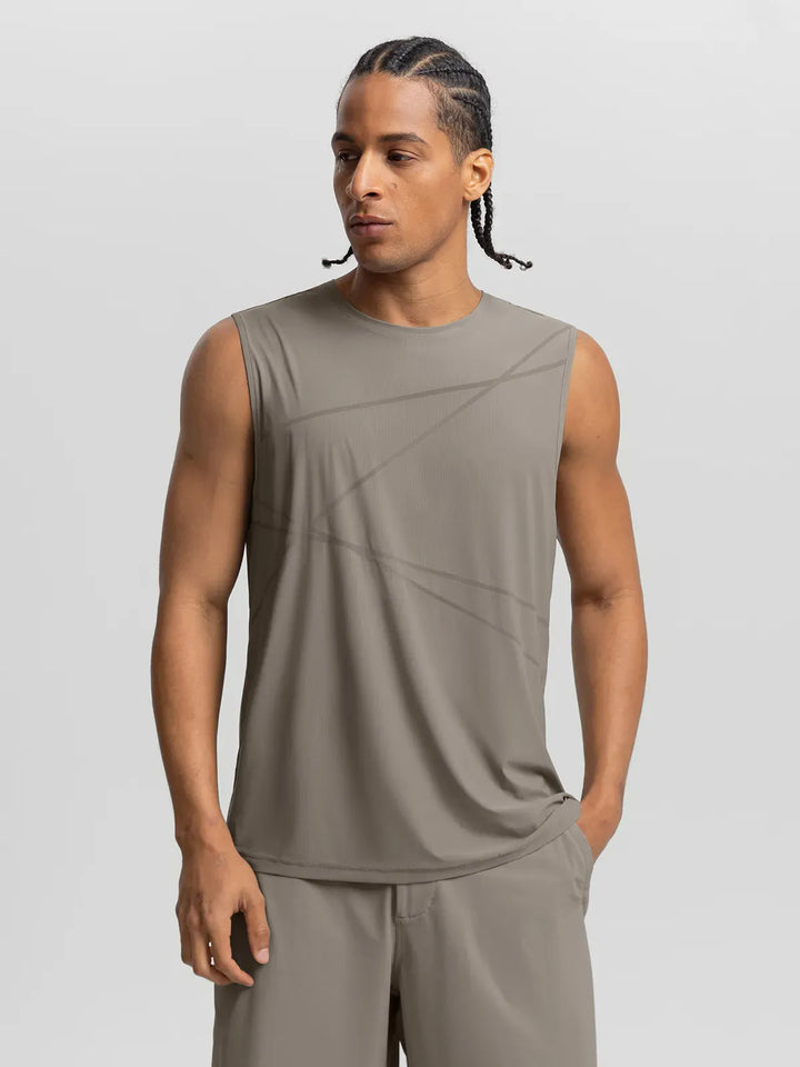 BrxlMen™ Sleeveless Diagonal Stripe Print Quick-Dry Workout Tank For Men