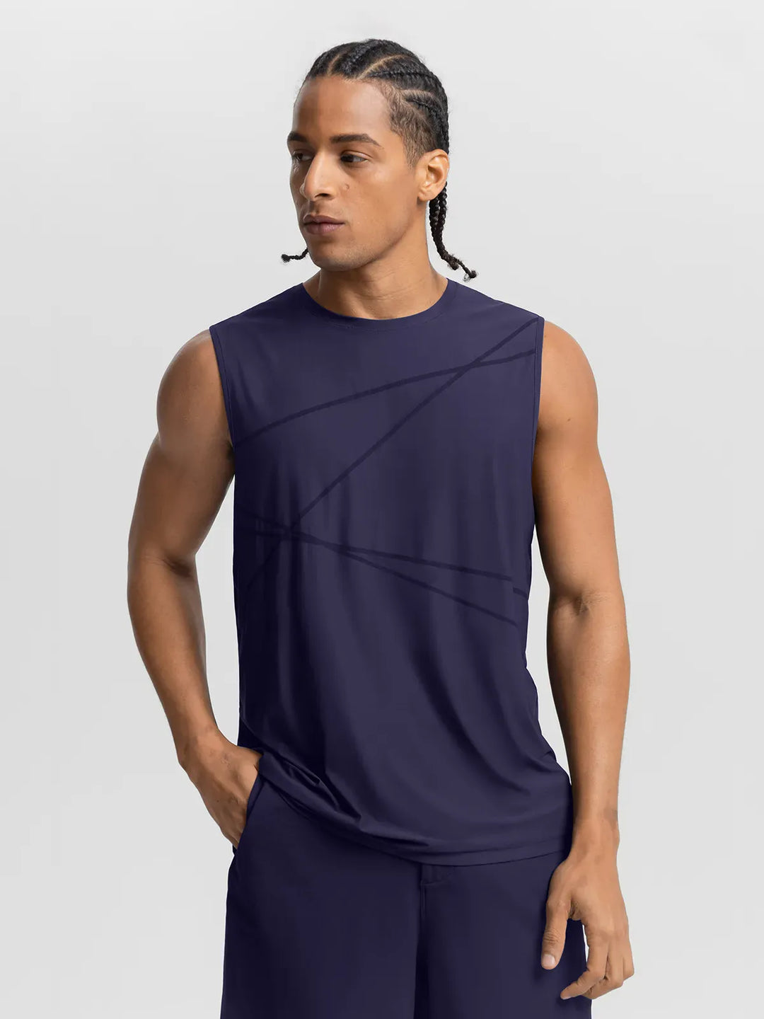 BrxlMen™ Sleeveless Diagonal Stripe Print Quick-Dry Workout Tank For Men