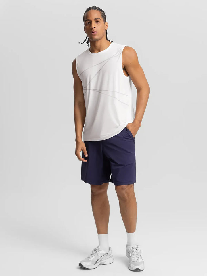 BrxlMen™ Sleeveless Diagonal Stripe Print Quick-Dry Workout Tank For Men