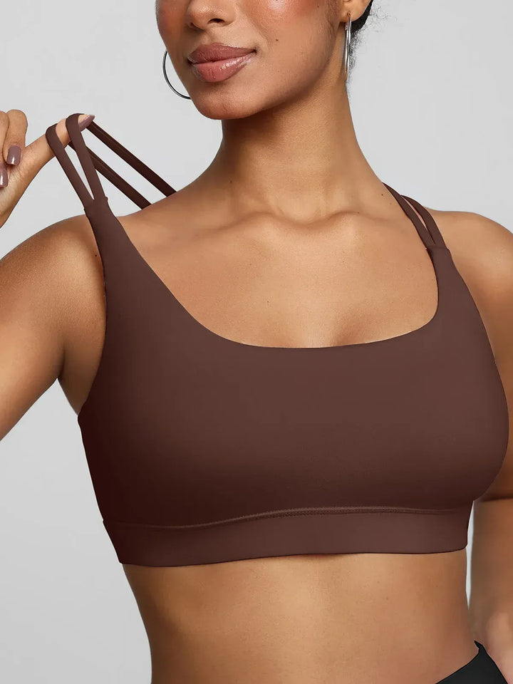 BrxlZero™ Adjustable Strap Square Neck Low Impact Yoga Sports Bra