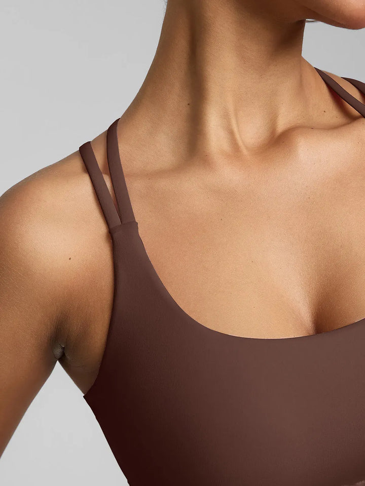 BrxlZero™ Adjustable Strap Square Neck Low Impact Yoga Sports Bra