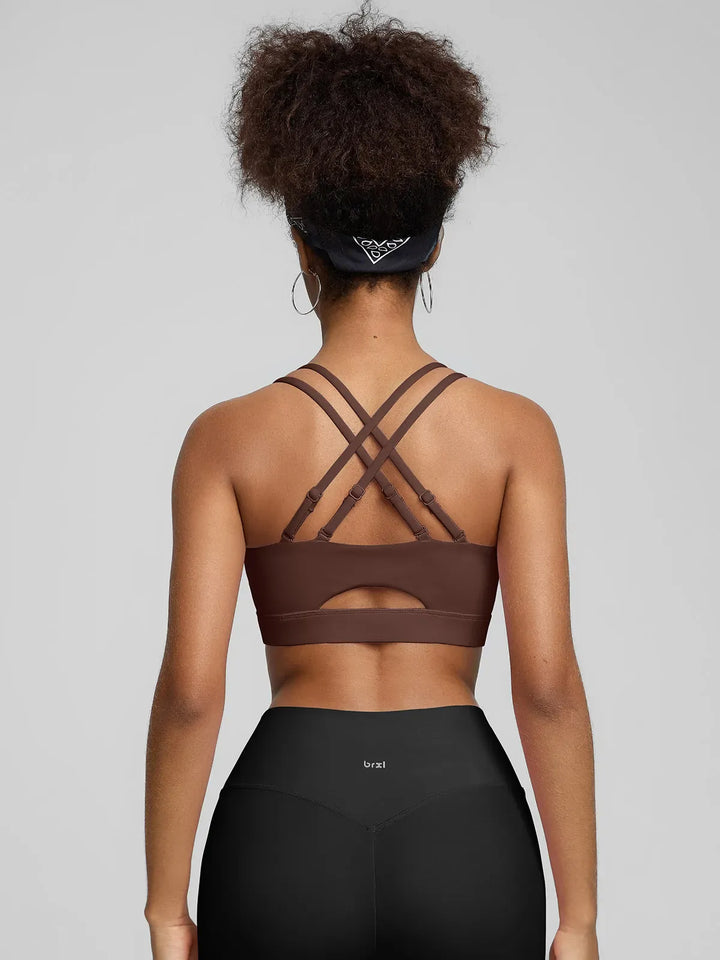 BrxlZero™ Adjustable Strap Square Neck Low Impact Yoga Sports Bra