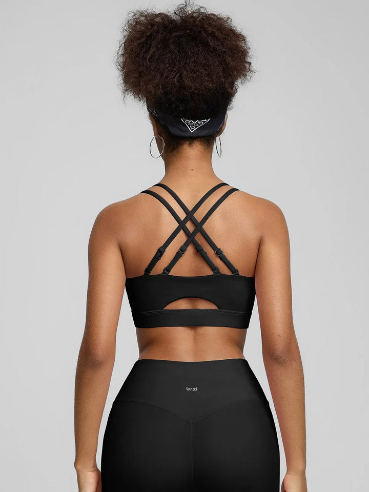 BrxlZero™ Adjustable Strap Square Neck Low Impact Yoga Sports Bra