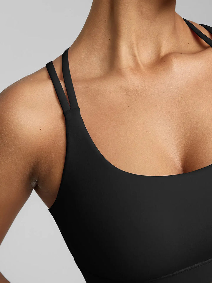 BrxlZero™ Adjustable Strap Square Neck Low Impact Yoga Sports Bra