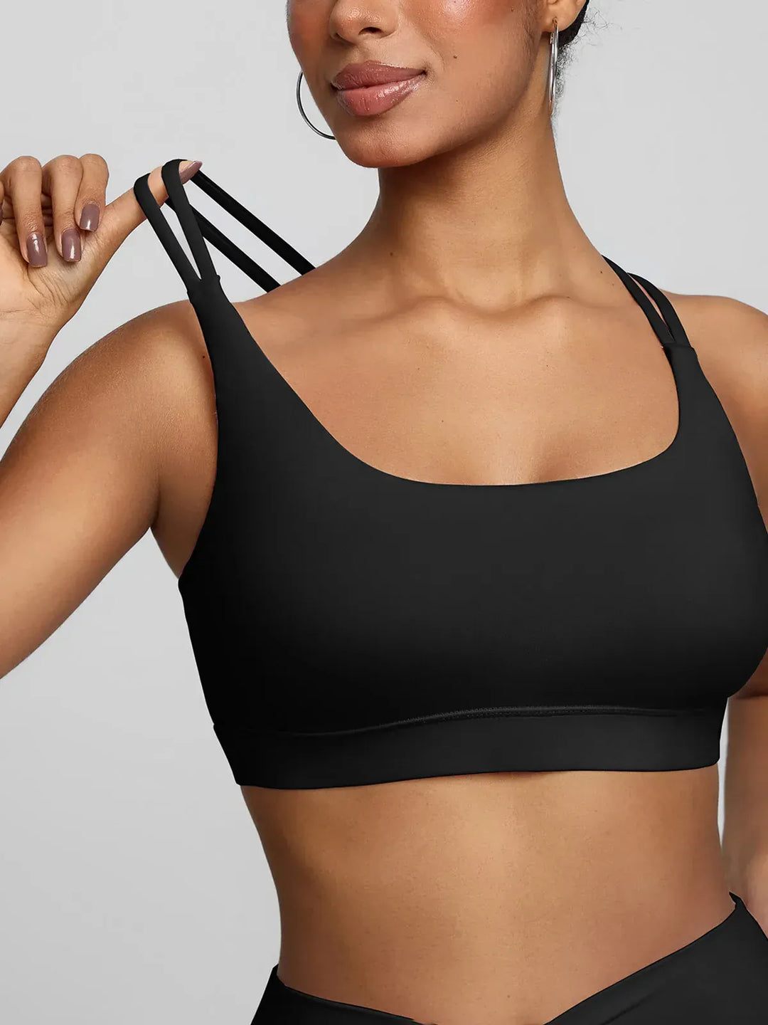 BrxlZero™ Adjustable Strap Square Neck Low Impact Yoga Sports Bra