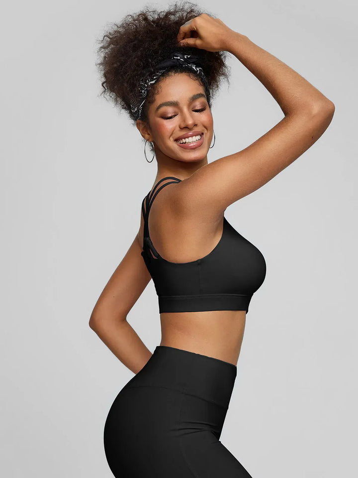 BrxlZero™ Adjustable Strap Square Neck Low Impact Yoga Sports Bra