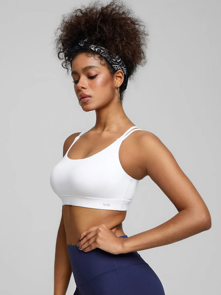 BrxlZero™ Adjustable Strap Square Neck Low Impact Yoga Sports Bra
