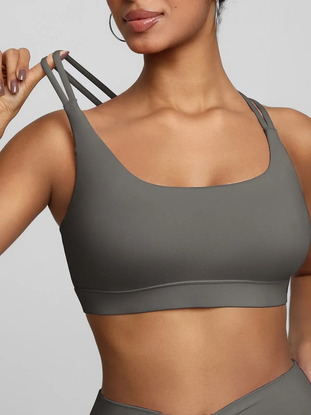 BrxlZero™ Adjustable Strap Square Neck Low Impact Yoga Sports Bra
