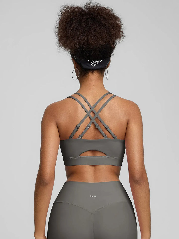 BrxlZero™ Adjustable Strap Square Neck Low Impact Yoga Sports Bra