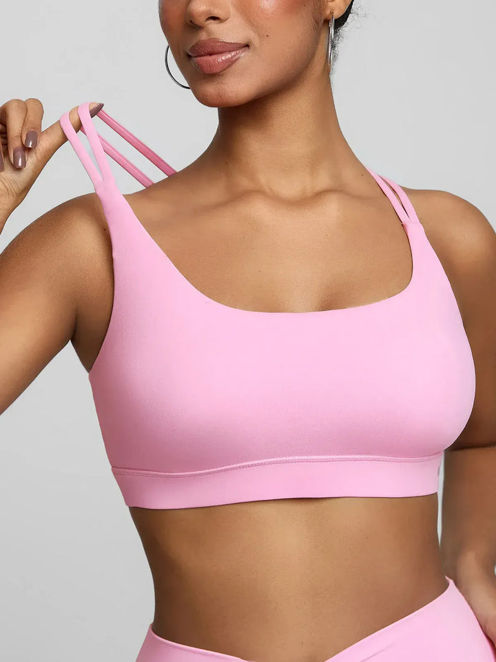 BrxlZero™ Adjustable Strap Square Neck Low Impact Yoga Sports Bra