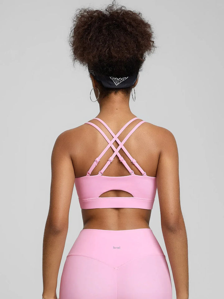 BrxlZero™ Adjustable Strap Square Neck Low Impact Yoga Sports Bra