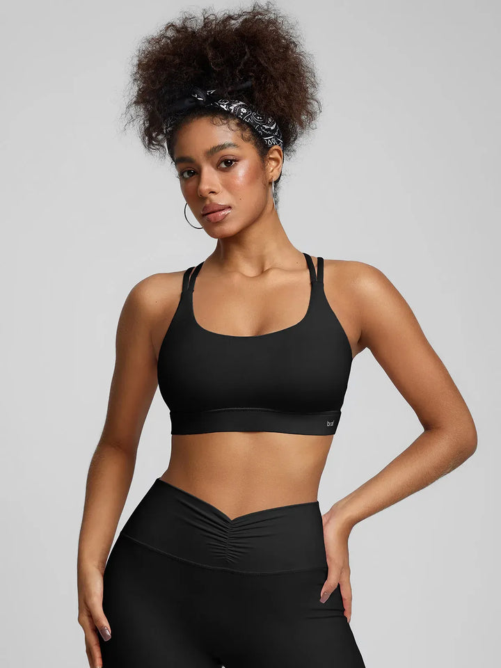 BrxlZero™ Adjustable Strap Square Neck Low Impact Yoga Sports Bra