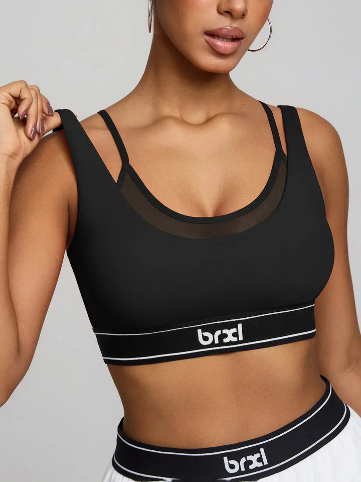 BrxlZero™ Contrast Color 2-in-1 Mesh Sport Bra