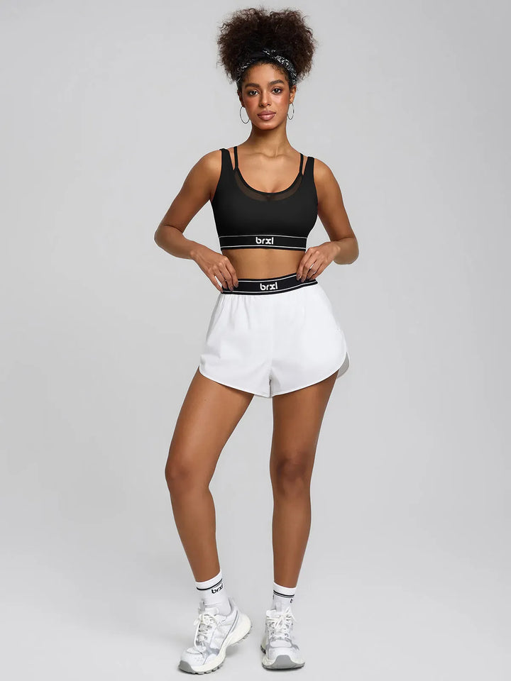 BrxlZero™ Contrast Color 2-in-1 Mesh Sport Bra
