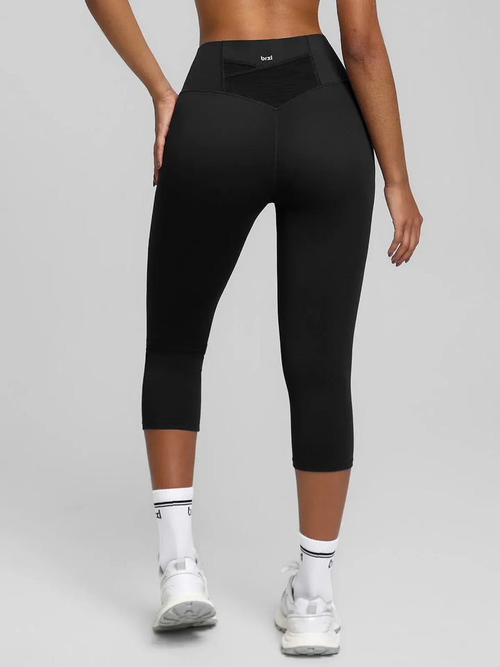 BrxlZero™ High Waist Tummy Control Capri Yoga Leggings with Pocket