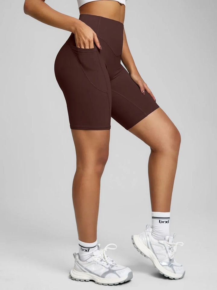 BrxlZero™ High Waisted Tummy Control Workout Biker Shorts with Pockets