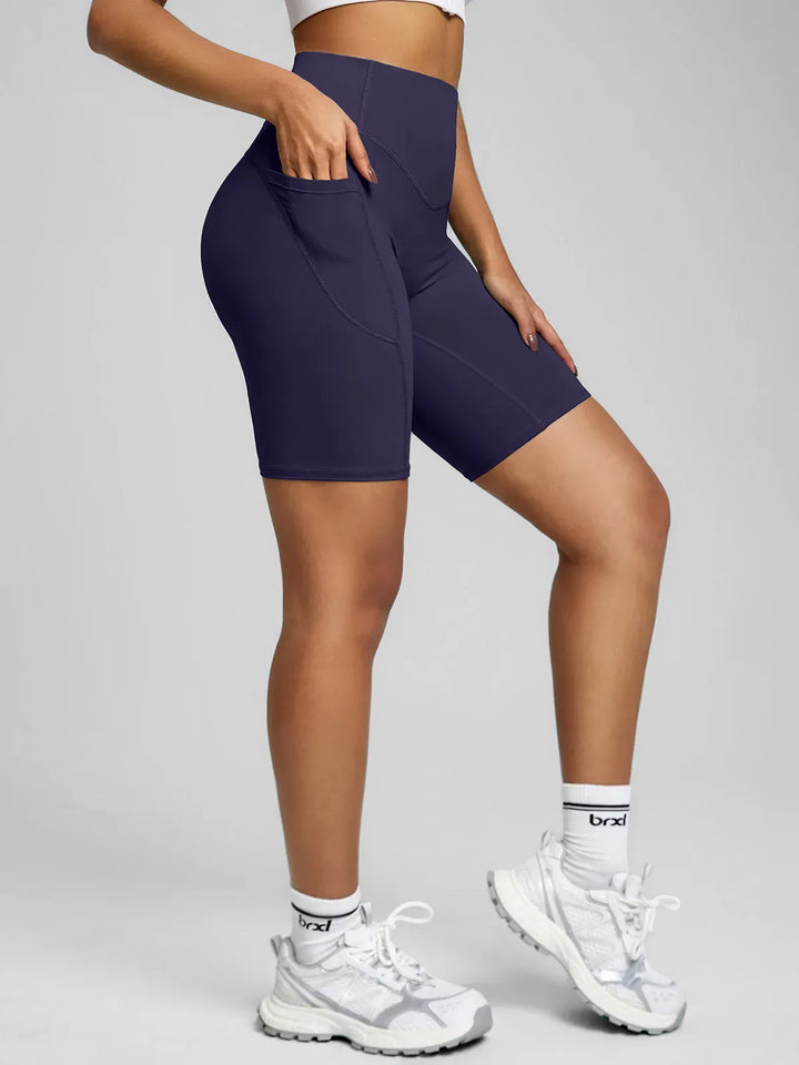 BrxlZero™ High Waisted Tummy Control Workout Biker Shorts with Pockets