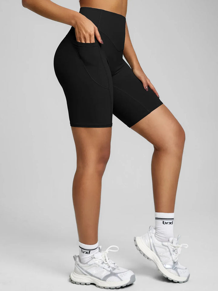 BrxlZero™ High Waisted Tummy Control Workout Biker Shorts with Pockets
