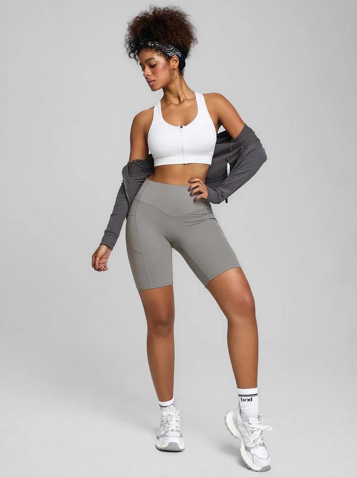 BrxlZero™ High Waisted Tummy Control Workout Biker Shorts with Pockets