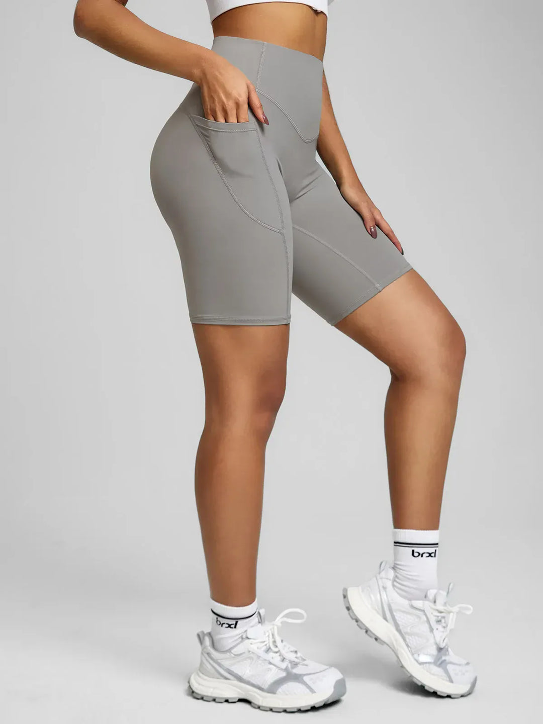 BrxlZero™ High Waisted Tummy Control Workout Biker Shorts with Pockets