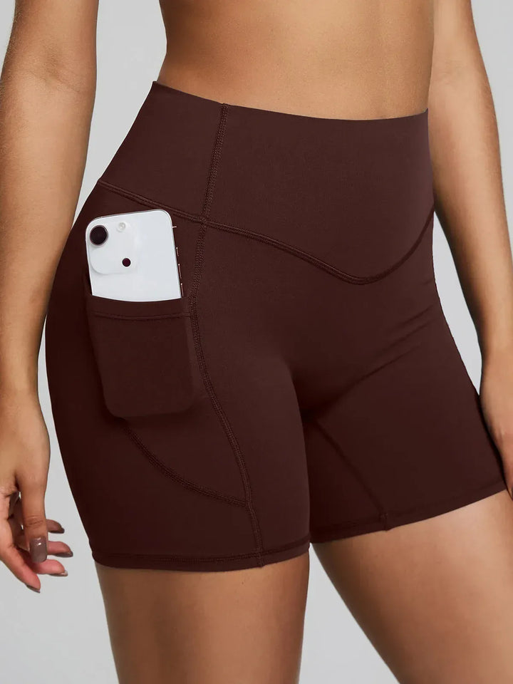 BrxlZero™ High Waisted Tummy Control Workout Biker Shorts with Pockets