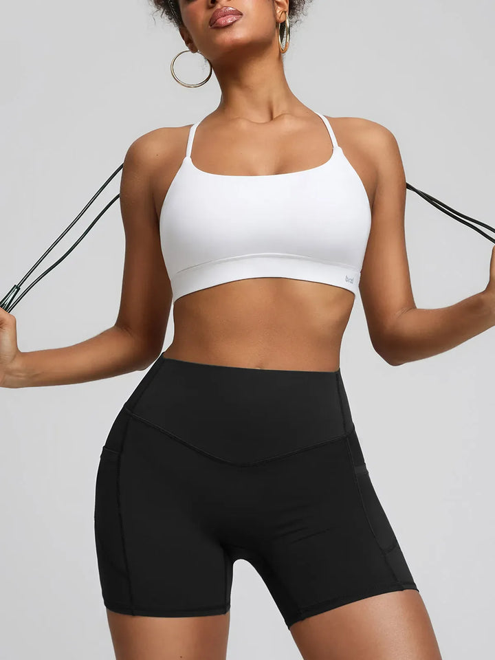 BrxlZero™ High Waisted Tummy Control Workout Biker Shorts with Pockets