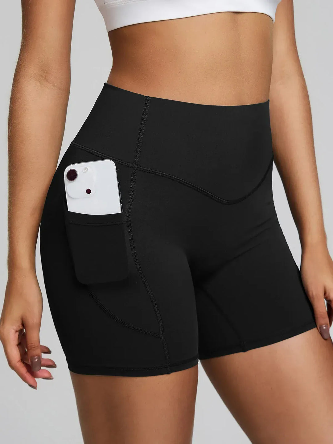 BrxlZero™ High Waisted Tummy Control Workout Biker Shorts with Pockets