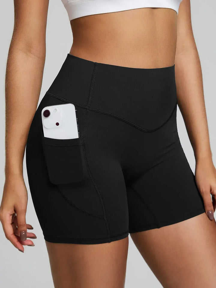 BrxlZero™ High Waisted Tummy Control Workout Biker Shorts with Pockets