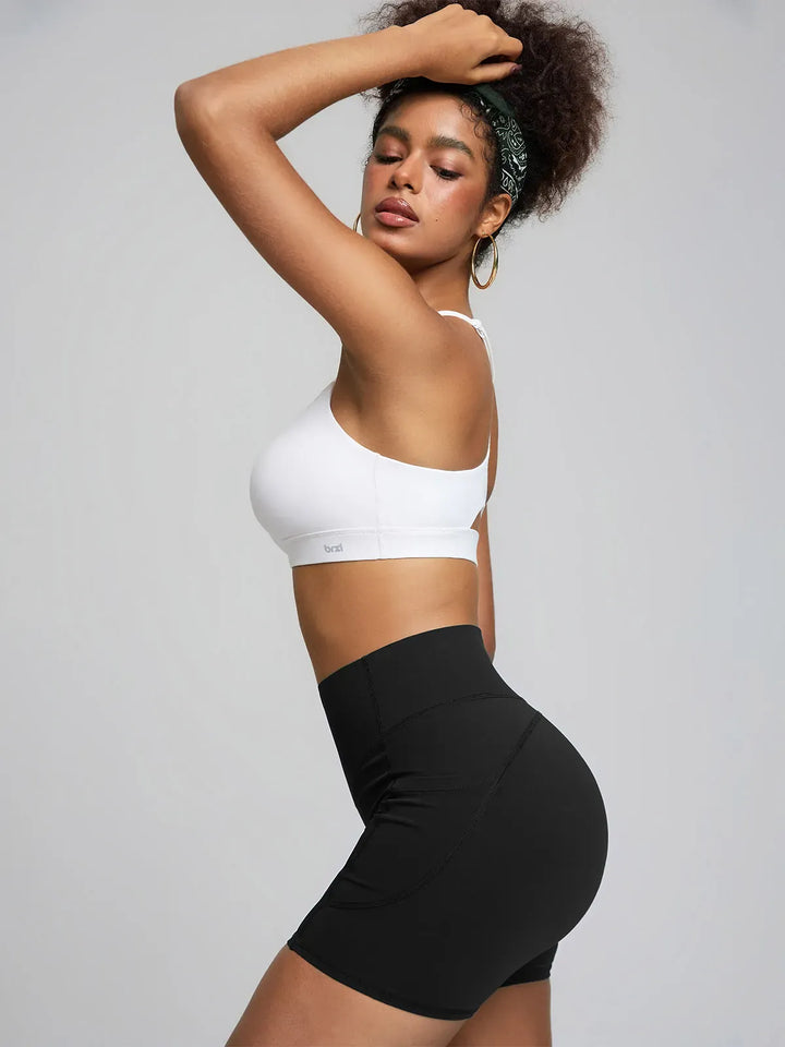 BrxlZero™ High Waisted Tummy Control Workout Biker Shorts with Pockets