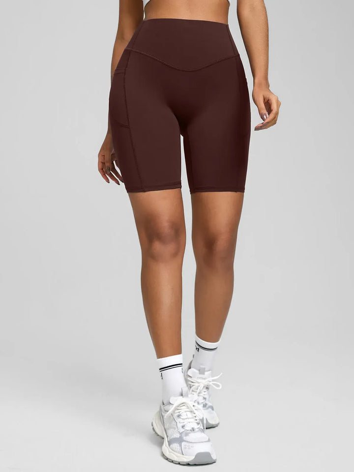 BrxlZero™ High Waisted Tummy Control Workout Biker Shorts with Pockets