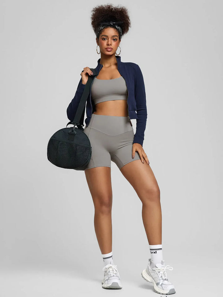 BrxlZero™ High Waisted Tummy Control Workout Biker Shorts with Pockets