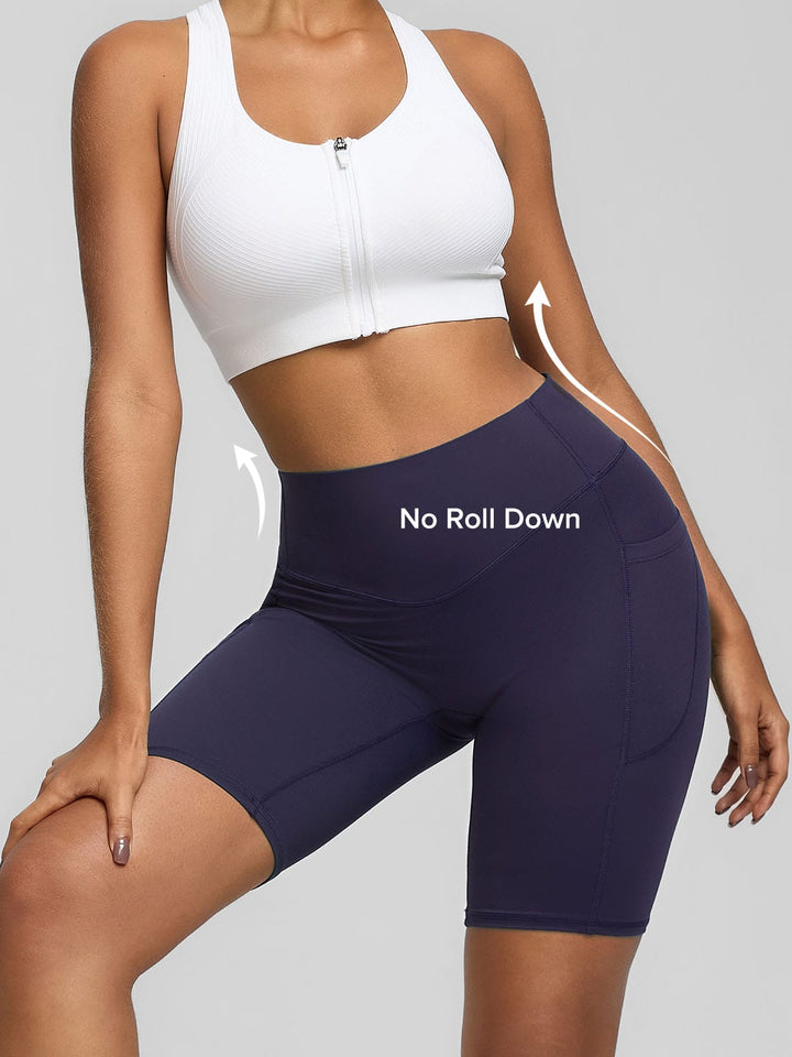 BrxlZero™ High Waisted Tummy Control Workout Biker Shorts with Pockets