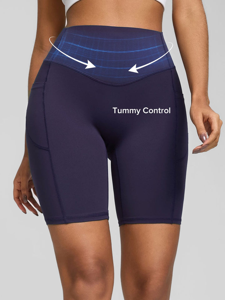 BrxlZero™ High Waisted Tummy Control Workout Biker Shorts with Pockets