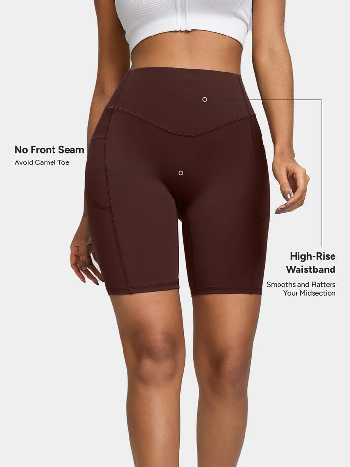 BrxlZero™ High Waisted Tummy Control Workout Biker Shorts with Pockets