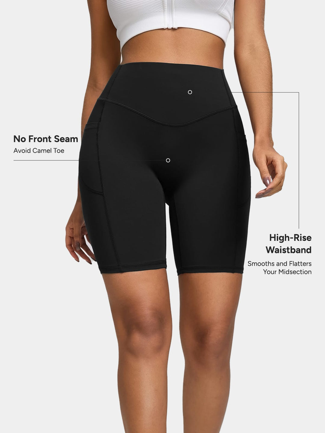 BrxlZero™ High Waisted Tummy Control Workout Biker Shorts with Pockets