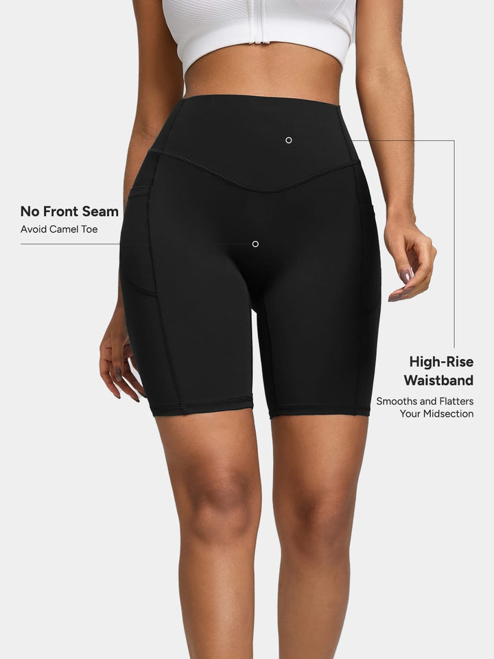 BrxlZero™ High Waisted Tummy Control Workout Biker Shorts with Pockets