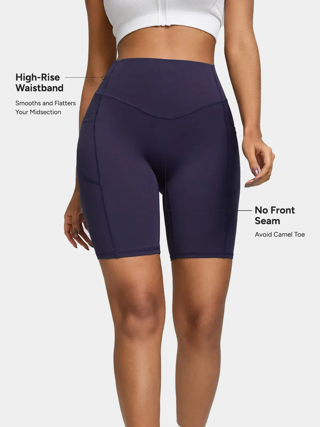 BrxlZero™ High Waisted Tummy Control Workout Biker Shorts with Pockets