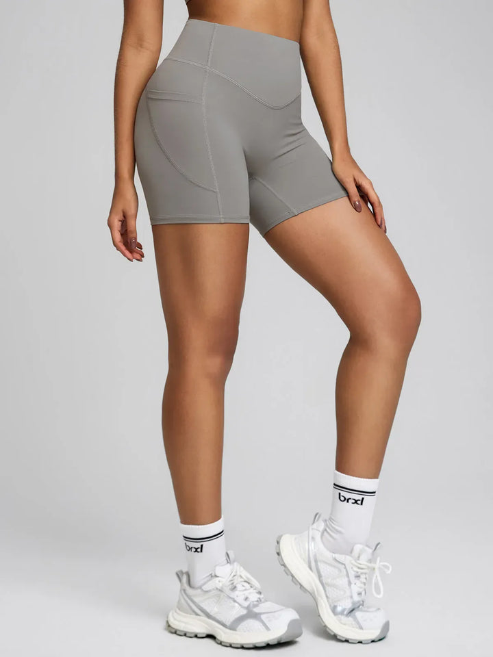 BrxlZero™ High Waisted Tummy Control Workout Biker Shorts with Pockets
