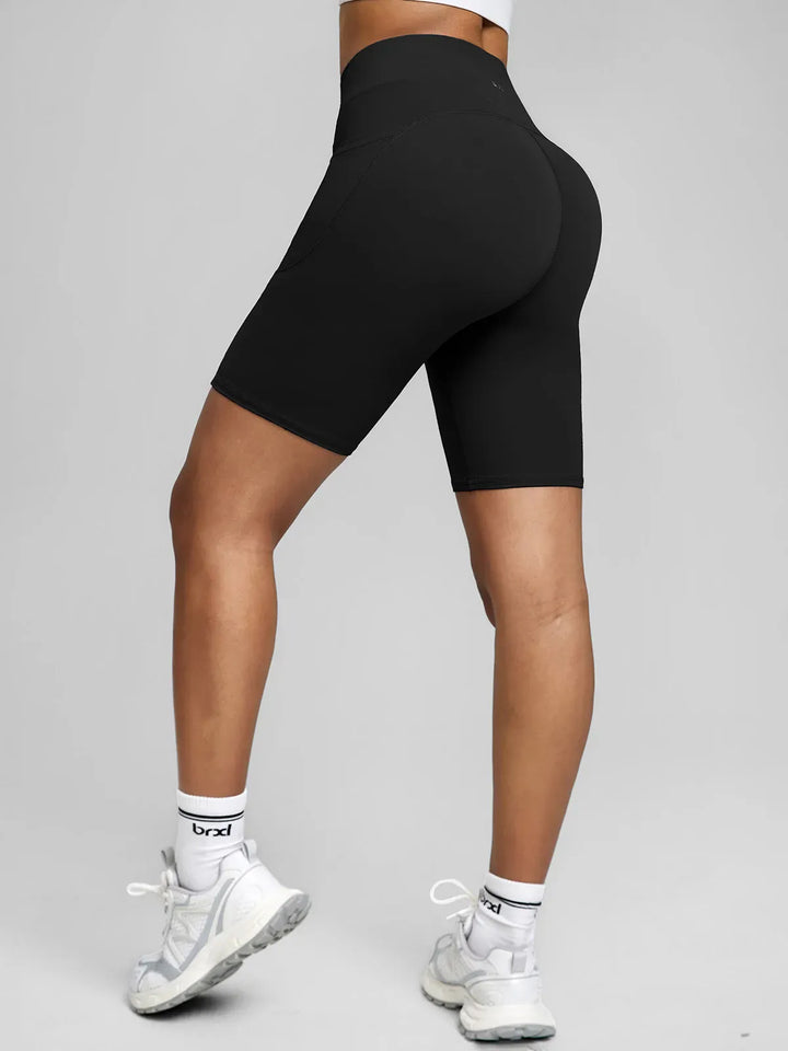 BrxlZero™ High Waisted Tummy Control Workout Biker Shorts with Pockets