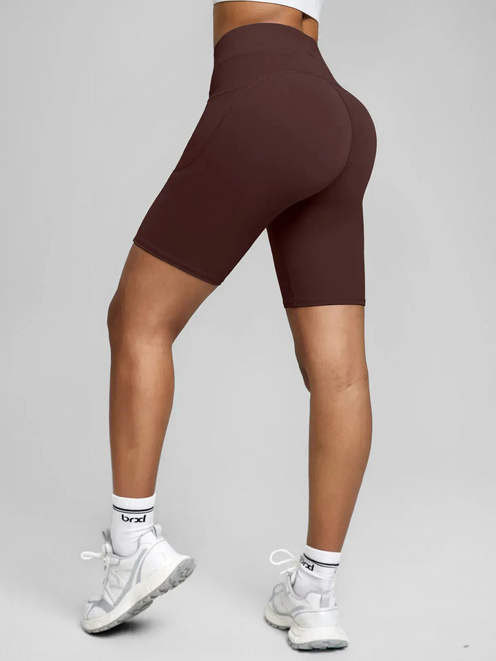 BrxlZero™ High Waisted Tummy Control Workout Biker Shorts with Pockets