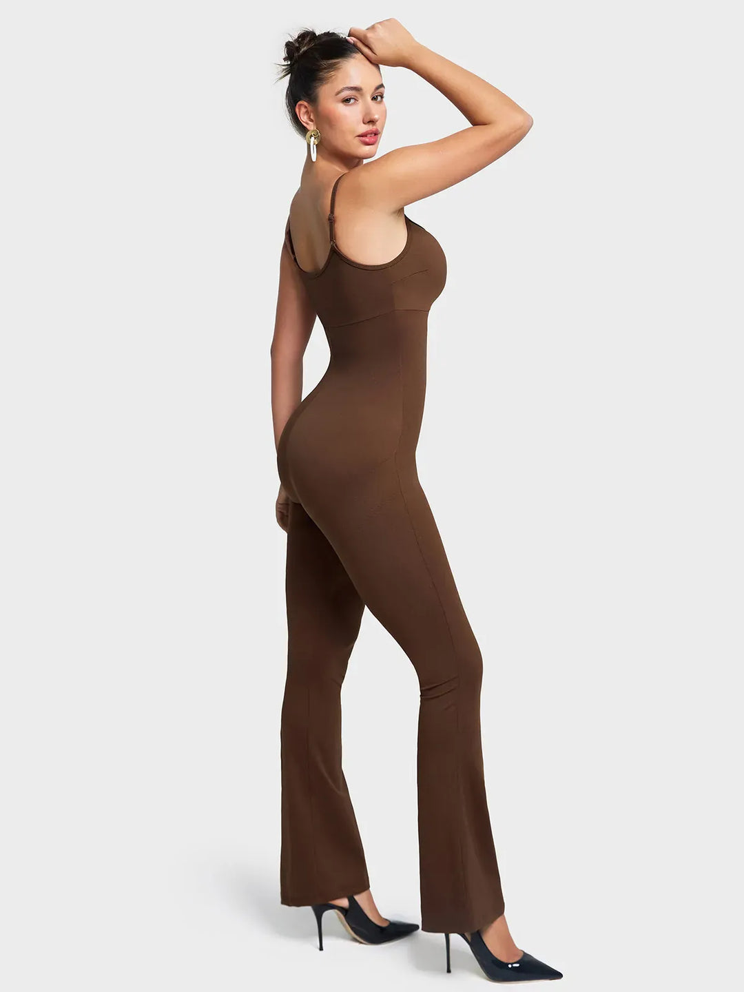 Butt Lift Flare Leg Strappy Jumpsuit